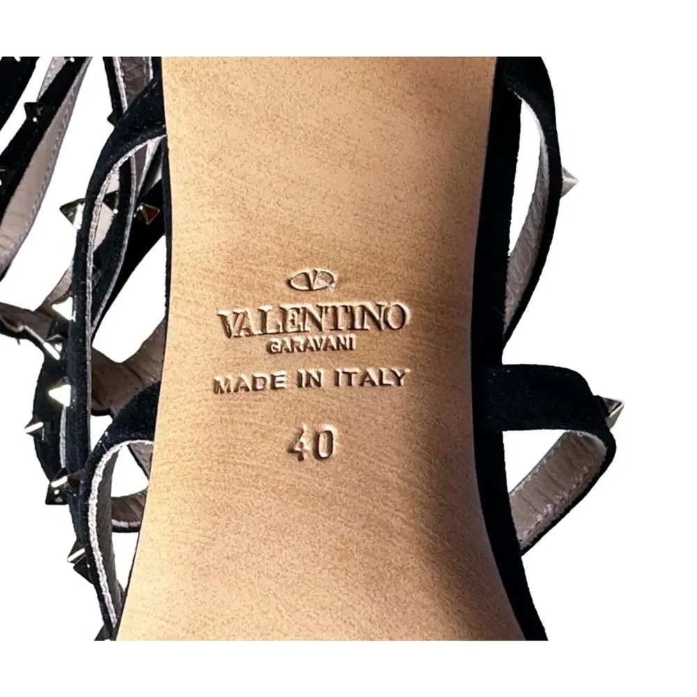 Valentino Garavani Rockstud Caged Gladiator Studded Heels Black EU 40 NIB